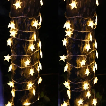 Thrisdar 10M 20M 50M LED Star Božič Pravljica Svetlo Zvezdnato Pet Opozoril Star Niz Luči Poročni Vrt Drevo Star Garland Svetlobe