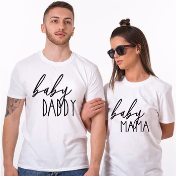 Nekaj Tshirt Nosečnosti Napoved Poletnih Vrh Baby Mama Očka Spol Pari Ujemanje Tee