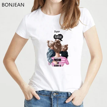 Mama življenje natisne majica s kratkimi rokavi ženske, matere in otrok, serijska graphic tee shirt femme bela poletje vrhovi ženski smešno t-shirt