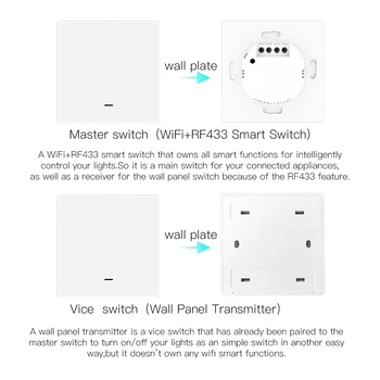 WiFi Smart Pritisni Gumb Stikalo 2-Way RF433 Zid Plošča Oddajnik Kit Smart življenje Tuya App Nadzor Dela z Alexa googlova Domača stran