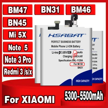HSABAT 5300-5500mAh BM47 BM46 BN31 BN45 Baterija za Izvirno Xiaomi Redmi 3 3 3X 4X 3 pro Opomba 3 5 5A 5A Pro Mi 5X A1 Y1 Mi5X