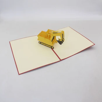 3D Lasersko izrezani Ročno Rumena Kopač Lopato Papir Vabilo, voščilnico, Razglednico Fant Rojstni Poslovanje, Ustvarjalno Darilo