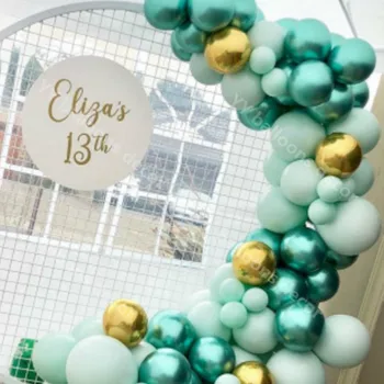 Baloni Garland za Vgradnjo DIY Macaron Tiffany Modra, Zelena Kovinski Chrome Globals Balon Garland Poroko Posla 21 Rojstni dan Dekor
