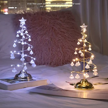 Kristalno Božično Drevo Led Osvetlitev Okrasni Pravljice Luči Spalnica Niz Luči za Punco Otroci Baby Darilo Novo Leto