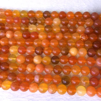 Naravno, Pristno Brazilija Rdeče Oranžna Chalcedony Carnelian Krog Svoboden Biseri 6-12 mm 15
