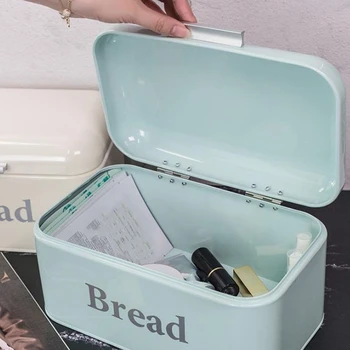 Vintage Kruh Polje Omari Železa Snack Box Za Namizje Končna Prah-Dokazilo Škatla Za Shranjevanje Shranjevanje Bin Rejec Hrane Kuhinjski Polici Dekor
