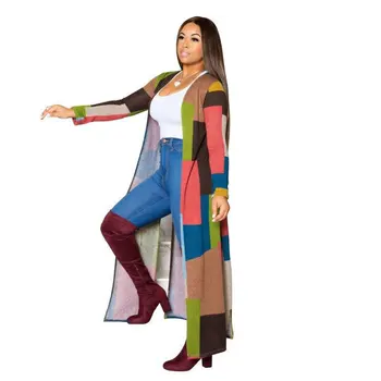 Novi Modeli Priložnostne Tiskanje Print Dolg Jarek Plašč Ženske Jeseni, Pozimi Dolg Pulover Toplo Jopico Ženska Plus Velikost 2020