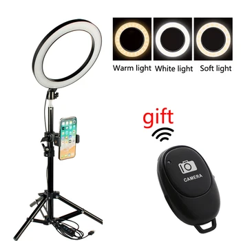 LED Obroč Svetloba, možnost zatemnitve Ličila YouTube Video Lučka za Profesionalno Fotografijo Nastavek za Telefon Bluetooth Selfie Daljinski upravljalnik