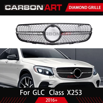 GLC X253 diamantno masko Avtomobila benz Sprednja Maska za MB GLC razred X253 Silver Chrome black Design ABS zamenjava