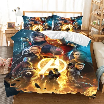 Marvel Maščevalec Zavezništvo 3D posteljnina nabor iron Man, Kraljica, Kralj, velikost tolažnik posteljnina določa bedclothes Risanka Rjuhe kritje Darilo