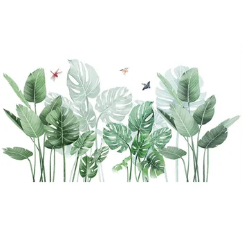 Zelena Tropskih Rastlin Palmovih Listov Nalepk Stenski Dekor Dnevna Soba Kotu Meji Dekoracijo Izmenljive Vinil Zidana Umetnosti Decals