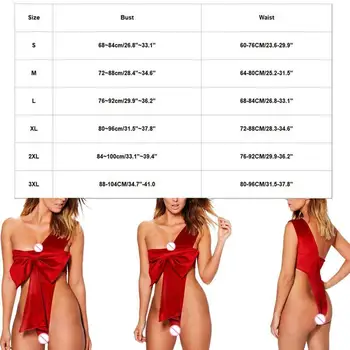 Velika Velikost Nove Ženske Sexy Božični Festival Bowknot Backless Bodysuit Antilop Rdeče Perilo S-3XL Seksi Počitniških Proizvodov