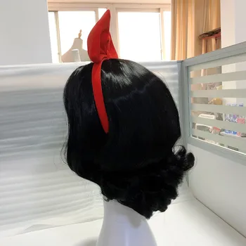 Halloween Ženske Snow White Princesa lasuljo cosplay črne lase Fazi Vlogo Igrajo black valovite lase z rdečo bowknot sneguljčica hairband