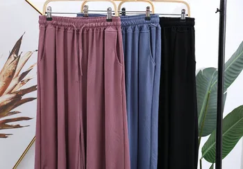 Priložnostne domov nositi ženske hlače svoboden velikosti bombaž sleepwear hlače pomlad poletje širok noge hlače salon obrabe spanja dna sopihanje