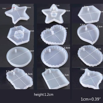 12Pcs/Set Kristalno Epoksi DIY Smolo Plesni Keychain Geometrijo Obesek Silikonski Kalup 62KE