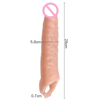 28 CM Večkratno uporabo Penis Rokav Extender Realističen Penis Kondom Silikonski Podaljšek Sex Igrača Za Moške Kurac Enlarger Kondom Tulec Zamudo