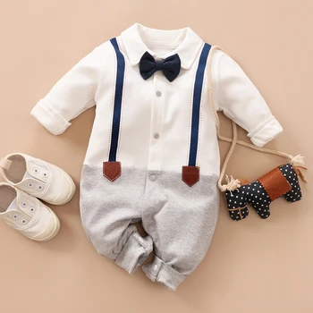 Malapina Novorojenega Otroka, igralne obleke Baby Boy Oblačila Jumpsuit Obleka za Malčke Bombaž Obleko s Kravato Loka Baby Dekle Kostum Malčka