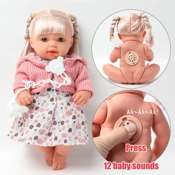 12 inch Realističen zvok, simulacije bebe prerojeni Silikonski Baby Doll 30,5 cm Punčko Oblačila Cucla verige nabor izobraževanje za igrače Otroke