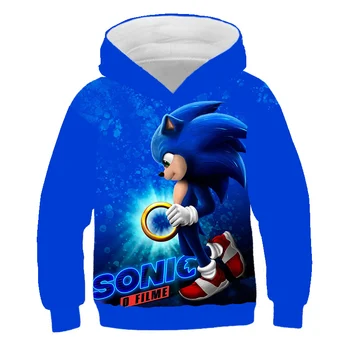 3D baby boy oblačila Sonic Hedgehog hoodies Super strele Sonic Fant teens Dolg rokav Risanka plašč Puloverju Majica Vrhovi