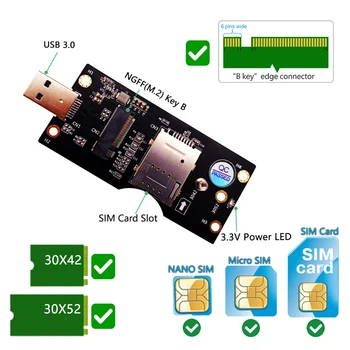 NGFF M. 2 Tipko B, da USB 3.0 Adapter Pretvornik Kartico Širitev Kartice KARTICE 8pin Avto Režo za 3G/4G/5G