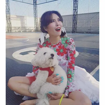 Kpop 4Minute Kim Hyun A Ulične Divje Slim Tees Ženske Modni Okrogle Ovratnik majice Harajuku Cvetlični Tshirts Dolgo Sleeved zgornji deli oblacil