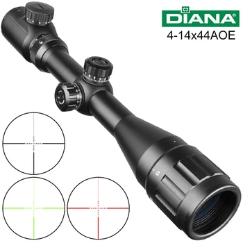 DIANA 4-14x44 Področje Taktičnih Optičnih Križ Pogled Zelene, Rdeče Osvetljena Riflescope Lovska Puška možnosti za Ostrostrelec Zračne Pištole
