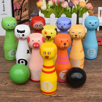 LESENE MINI BOWLING ŽOGO iz Cartoon živali obliko žogo, igre Otroci šport na prostem igrače za barvno digitalno spoznavanja