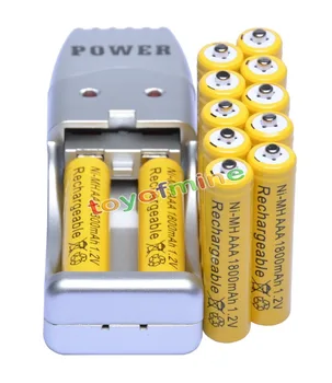 12x AAA 3A Rumene Barve 1,2 V Ni-MH 1800mAh Baterija za Polnjenje + USB Polnilec