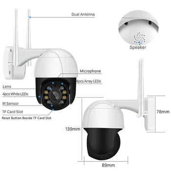1080P PTZ Wifi IP Kamera na Prostem, 4X Digitalni Zoom AI Človekovih Zazna Brezžične Fotoaparat H. 265 P2P ONVIF Avdio 5MP Varnosti CCTV Kamere