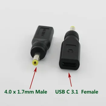 3pcs Črna USB 3.1 Vrste C, USB-C Ženski 4.0 mm x 1,7 mm Moški DC Napajanje Polnjenje Polnjenje Adapter Adapter za Priključek