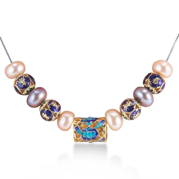 Evropski Stil naravnih biserna ogrlica za ženske AAAA visoke kakovosti biser nakit Novo Modro accessaries z 45cm srebrna veriga