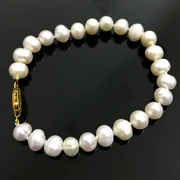 Naravnih sladkovodnih kultiviranih bele čare pearl 7-8,8-9 mm moda za ženske zapestnice nakit darilo za 7,5 palca B1521