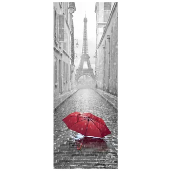 77*200cm vrata zidana Pariz, Eifflov Stolp, mestna ulica dež pokrajino 3d nalepke vinyl doma dekoracijo sten nepremočljiva big ozadje