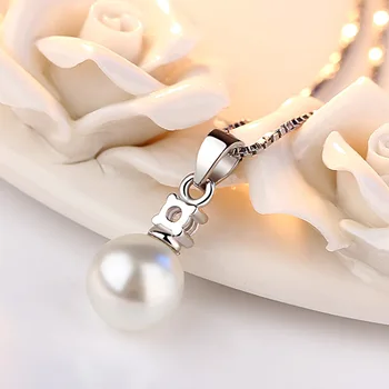 Moda Sijoče Kristalno pearl 925 Sterling Srebro Ženske'Pendant Ogrlice Ženske, Nakit, Darilo za Rojstni dan Padec Ladijskega prometa