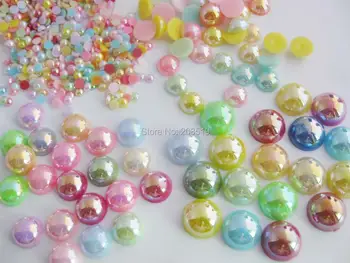 NBNLAN Multi-velikosti AB barve flatback plastičnih pearl gumbi za nakit obrti DIY 200pcs ročno šivanje blaga