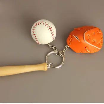 12pcs/veliko Zlitine obeskov Baseball Bat Žogo Pesnica Športne Več Barve Priložnostne, Športni Stil Moški Ženske Najstnik KeyRing KeyChain