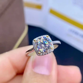 Prasketanje moissanite obroč za ženske, nakit zaročni prstan za poroko pravi 925 sterling silver 8*8 mm velikost gem darilo za rojstni dan