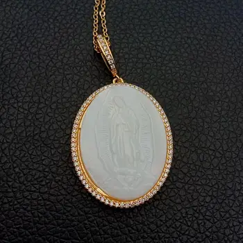 Devica Marija ogrlico, obesek, Cirkonij z materjo lupini pearl kamen pribor Madonna nakit Darilo izjavo nakit