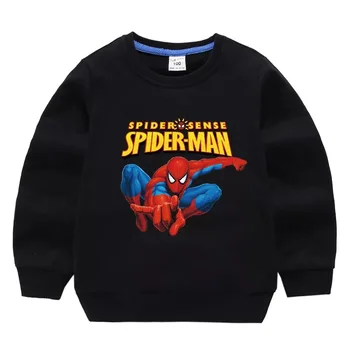 Otrok Plus Žamet Pulover Priložnostne Jesen/Zima Baby Spiderman Toplo Znoj Majica Bombaž Posadke Vratu Dno Majica