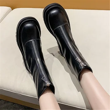 2020 Novo Zadrgo gleženj škornji za ženske pomlad jesen čevlji dame Anti-slip so odporni na obrabo, kratek čevlji modni zahodni čevlji