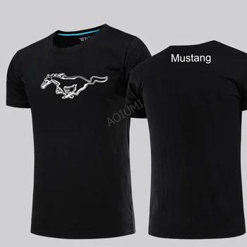 Nov Poletni moški in ženska moda mustang T-Shirt Moški novo kratek Rokav T shirt barvo vrhovi