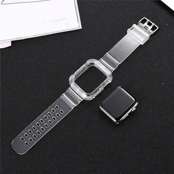 Za Apple Watch 6 5 4 3 2 1 SE Silikonske Gume Prosojni Trak Za iWatch 44 mm 40 mm 42mm 38 mm Prostem Watch Band Zapestnica Pasu