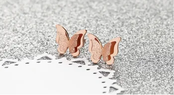 Ping 2018 nove styes iz Nerjavečega jekla 18 k rose zlata, motnega, metulj uhani ženska uhani