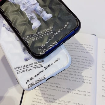 2020 Nasmejan Kozmonavt 'Y-Shaped 3D Teksturo Primeru Za iPhone 11 Max Pro XS Max XR X iPhone7 8 Plus Natančnost odprtina za Objektiv OHIŠJE Pokrov