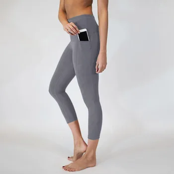 Visoko pasu joga odrezana hlače barva mobilni telefon žep žensk joga hlače za fitnes hlače ženske Telovadnici Teče Uvježbavanje Hlače