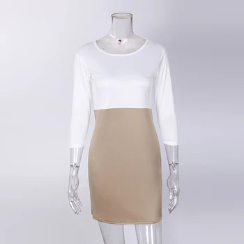 Jesenska Moda za Ženske, Mini Obleko Elegantno tričetrt Rokav Mozaik Priložnostne Obleko WS3267M