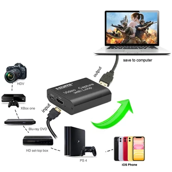 4K Video Capture Card USB3.0 2.0 HDMI-združljive Video posnetke, ki Grabežljivac Zapis Polje za PS4 Igra DVD Videokamera Snemanje Živo