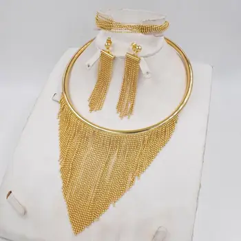 Visoka Kakovost Dubaj Italija 750 Zlato barvo Nakit VELIKI Set Za Ženske afriške kroglice nakit modni ogrlico iz uhan nakit