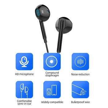 !ACCEZZ Stereo Kovinski Bas Slušalke 3.5 mm V Uho šumov Čepkov HD z Mikrofonom Glasbo, Slušalke Za iPhone, Samsung Huawei