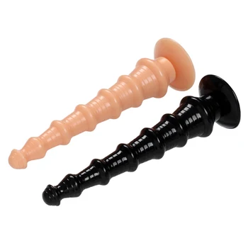35 cm Spiralna vzorec silikonski analni čep Black ogromen penis Analni igrače Butt plug Seksi shop igrača za pare, BDSM Oprema Rit 18+